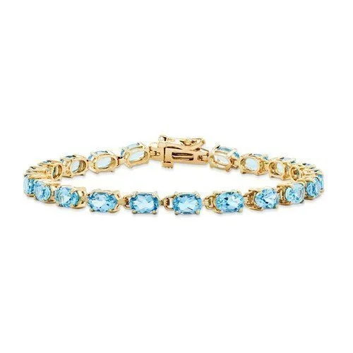 Polished work bracelets -14KT YELLOW GOLD 11 CARAT SWISS BLUE TOPAZ BRACELET