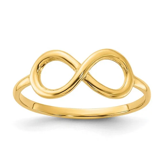 Ladies Rings with Yellow Heliodor-14k Yellow Gold Solid Infinity Ring