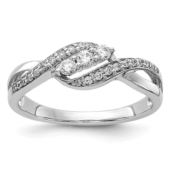 Ladies Rings Dual-Tone Glow-14K White Gold Diamond 0.25 CTW 3 Stone Center Infinity Twist Ring