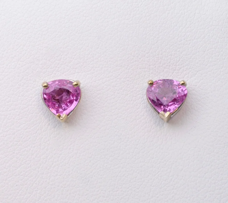 Ladies Earrings for Travel Spark-Pink Sapphire Post Earrings in 14K White Gold