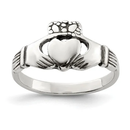 Ladies Rings Classic Spark-Sterling Silver Antiqued Claddagh Ring