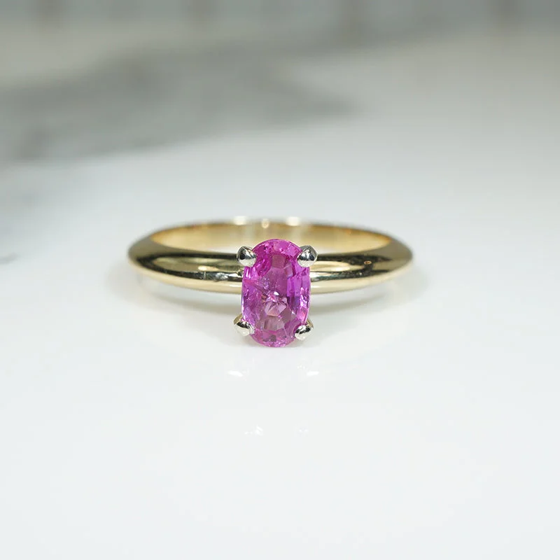 Ladies Engagement Rings with Lepidolite Spark-Vintage Pink Sapphire Engagement Ring