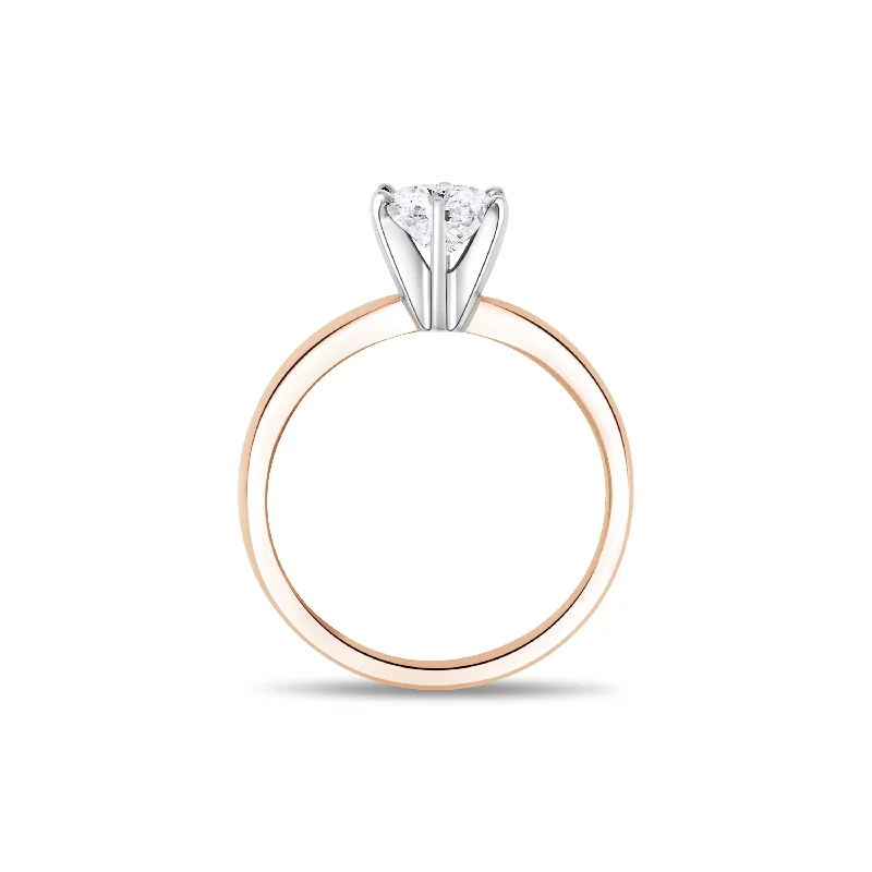 Ladies Engagement Rings in Rose Spark-14K Yellow Gold Round 0.50 Carat Diamond Engagement Ring