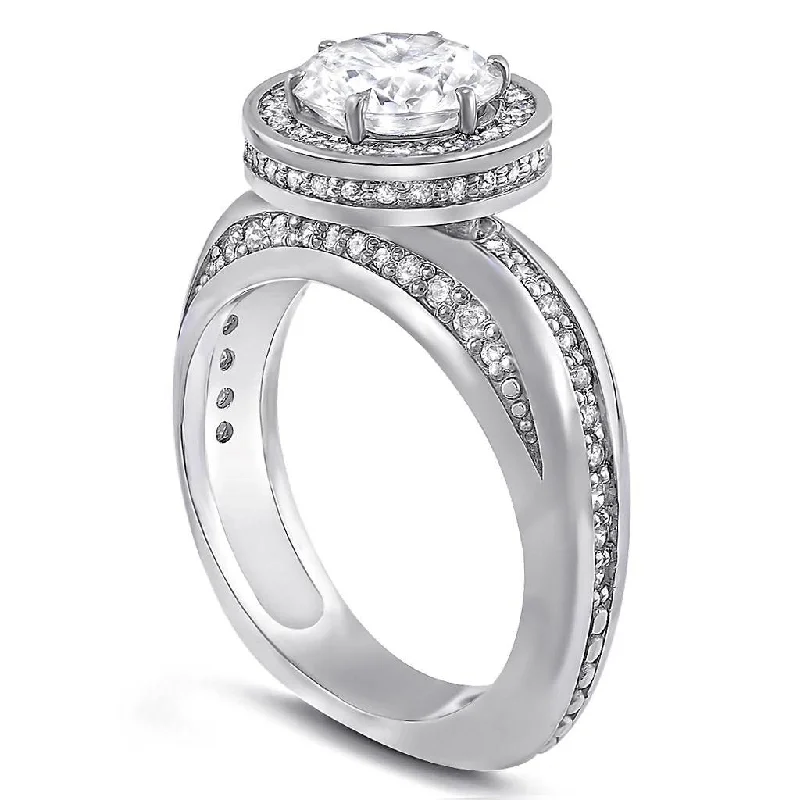 Ladies Engagement Rings Oval Spark-Modern Sensuality Diamond Halo Hope Engagement Ring