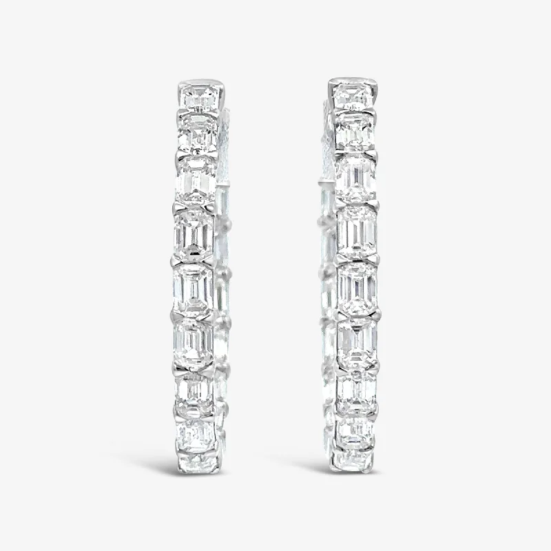 Ladies Earrings with Oval Glow-Emerald Cut 3.40CT Eternity 1" Hoop Earrings